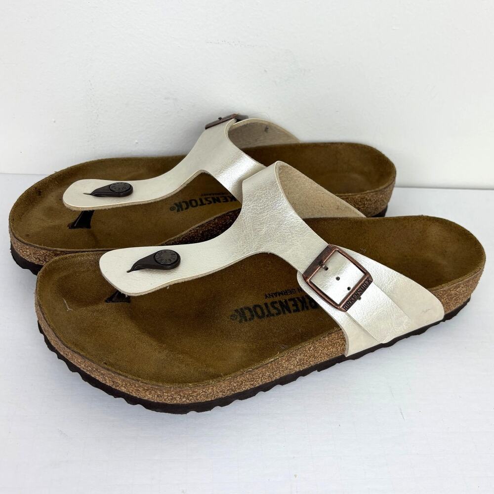 Birkenstock Gizeh Birko-Flor Sandals EU 41/ L10 Graceful Pearl White